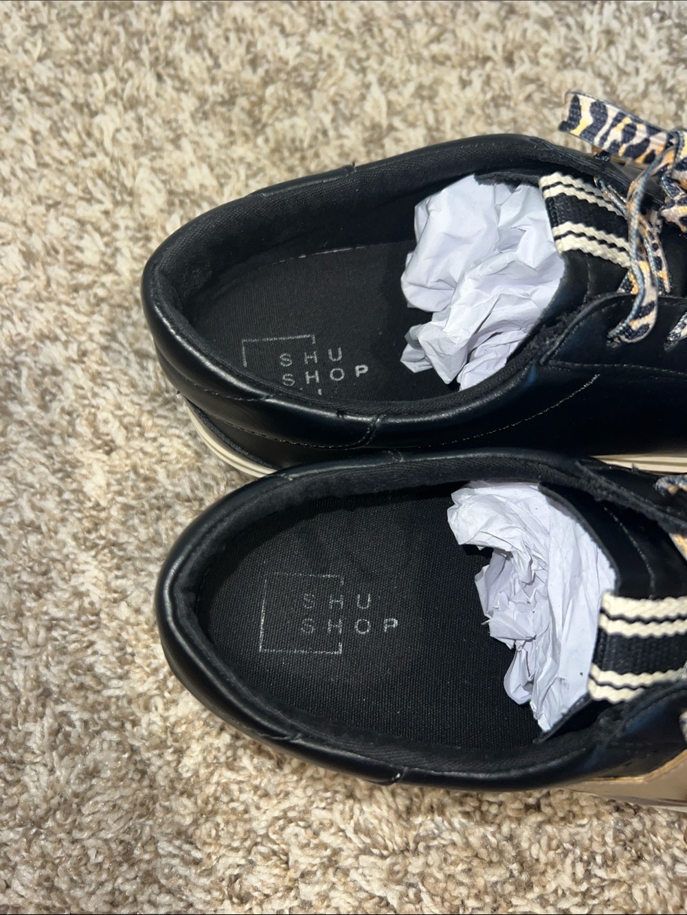 EUC! SHUSHOP Black & Leopard Platform Fashion Sneakers with Logo Sz 9! - Picture 9 of 14